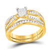 14k Yellow Gold Princess Diamond Bridal Wedding Ring Band Set 1/2 Cttw
