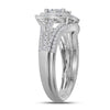 14k White Gold Princess Diamond Bridal Wedding Ring Band Set 1 Cttw