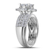 14k White Gold Princess Diamond Bridal Wedding Ring Band Set 2 Cttw