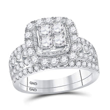  14k White Gold Princess Diamond Bridal Wedding Ring Band Set 2 Cttw