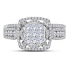 14k White Gold Princess Diamond Bridal Wedding Ring Band Set 1 Cttw