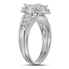 14k White Gold Princess Diamond Bridal Wedding Ring Band Set 1 Cttw