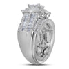 14k White Gold Princess Diamond Cluster Bridal Wedding Engagement Ring 2 Cttw