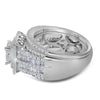 14k White Gold Princess Diamond Cluster Bridal Wedding Engagement Ring 2 Cttw
