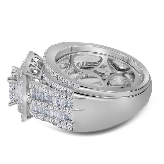 14k White Gold Princess Diamond Cluster Bridal Wedding Engagement Ring 2 Cttw