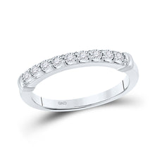  10k White Gold Womens Round Diamond Single Row Band Ring 1/8 Cttw