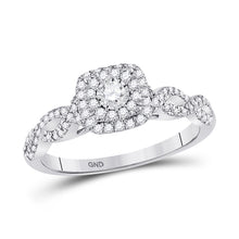  10k White Gold Round Diamond Halo Bridal Wedding Engagement Ring 1/3 Cttw