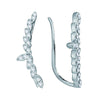 10k White Gold Womens Round Diamond Climber Earrings 1/4 Cttw