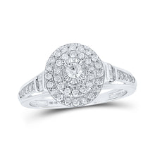  10k White Gold Womens Round Diamond Oval Ring 1/2 Cttw