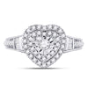 10k White Gold Round Diamond Heart Bridal Wedding Engagement Ring 1/2 Cttw