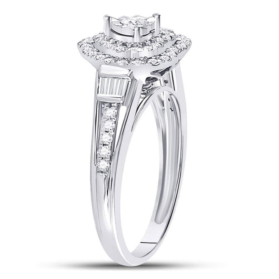 10k White Gold Round Diamond Heart Bridal Wedding Engagement Ring 1/2 Cttw
