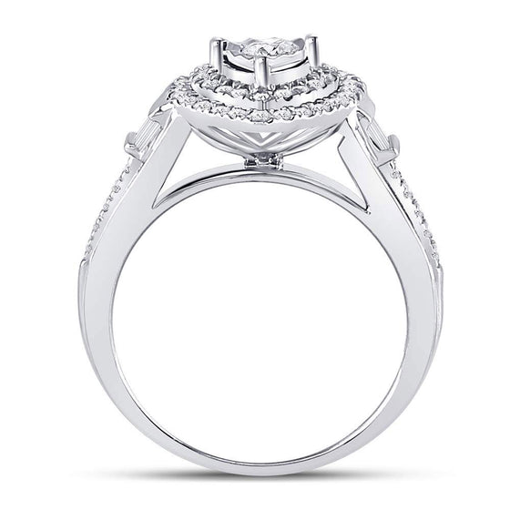 10k White Gold Round Diamond Heart Bridal Wedding Engagement Ring 1/2 Cttw