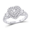 10k White Gold Round Diamond Heart Bridal Wedding Engagement Ring 1/2 Cttw