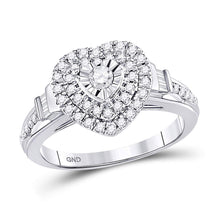  10k White Gold Round Diamond Heart Bridal Wedding Engagement Ring 1/2 Cttw