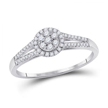  10k White Gold Womens Round Diamond Cluster Ring 1/5 Cttw