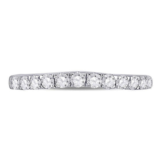 10k White Gold Womens Round Diamond Single Row Band Ring 1/2 Cttw