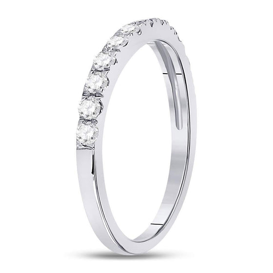 10k White Gold Womens Round Diamond Single Row Band Ring 1/2 Cttw