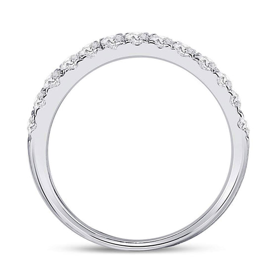 10k White Gold Womens Round Diamond Single Row Band Ring 1/2 Cttw