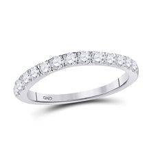  10k White Gold Womens Round Diamond Single Row Band Ring 1/2 Cttw