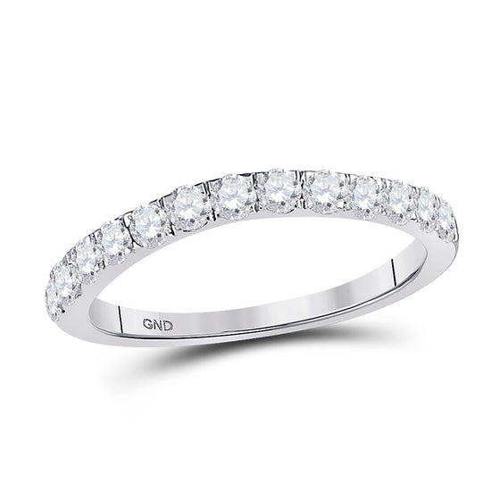 10k White Gold Womens Round Diamond Single Row Band Ring 1/2 Cttw