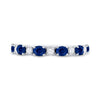 10k White Gold Womens Oval Blue Sapphire Diamond Alternating Band Ring 1-1/2 Cttw