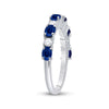 10k White Gold Womens Oval Blue Sapphire Diamond Alternating Band Ring 1-1/2 Cttw