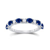 10k White Gold Womens Oval Blue Sapphire Diamond Alternating Band Ring 1-1/2 Cttw