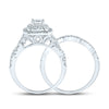 14k White Gold Princess Diamond Bridal Wedding Ring Band Set 1 Cttw
