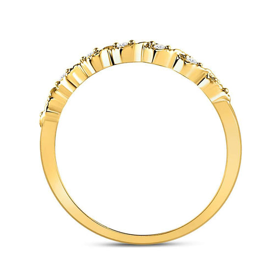 14k Yellow Gold Womens Round Diamond Classic Stackable Band Ring 1/20 Cttw