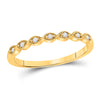 14k Yellow Gold Womens Round Diamond Classic Stackable Band Ring 1/20 Cttw