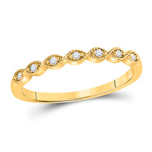  14k Yellow Gold Womens Round Diamond Classic Stackable Band Ring 1/20 Cttw