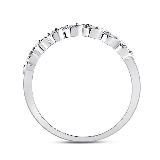 14k White Gold Womens Round Diamond Classic Stackable Band Ring 1/20 Cttw