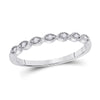 14k White Gold Womens Round Diamond Classic Stackable Band Ring 1/20 Cttw