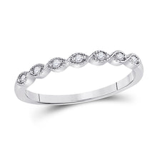  14k White Gold Womens Round Diamond Classic Stackable Band Ring 1/20 Cttw