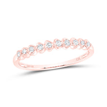  10k Rose Gold Womens Round Diamond Stackable Band Ring 1/10 Cttw