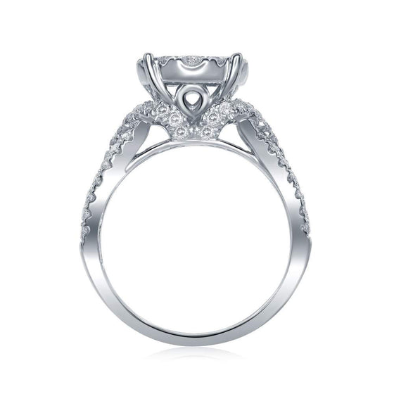 14k White Gold Princess Diamond Bridal Wedding Ring Band Set 2 Cttw