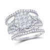 14k White Gold Princess Diamond Bridal Wedding Ring Band Set 2 Cttw