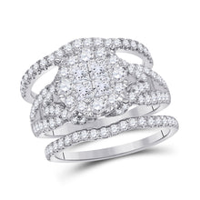  14k White Gold Princess Diamond Bridal Wedding Ring Band Set 2 Cttw