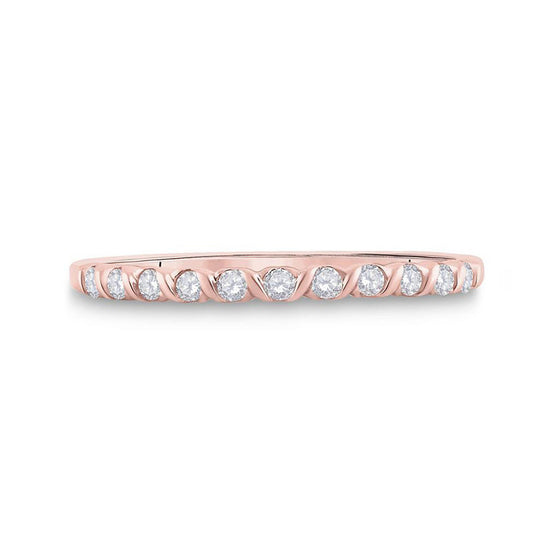 10k Rose Gold Womens Round Diamond Stackable Band Ring 1/6 Cttw