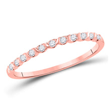  10k Rose Gold Womens Round Diamond Stackable Band Ring 1/6 Cttw