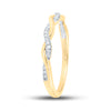 10k Yellow Gold Womens Round Diamond Twist Stackable Band Ring 1/12 Cttw