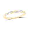 10k Yellow Gold Womens Round Diamond Twist Stackable Band Ring 1/12 Cttw