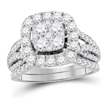  14k White Gold Round Diamond Bridal Wedding Ring Band Set 2 Cttw