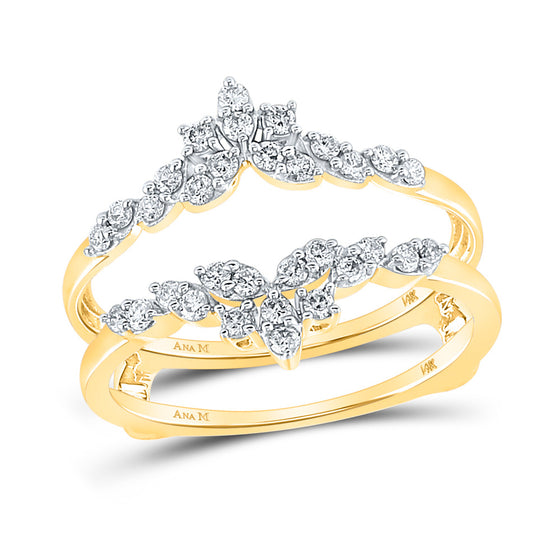 14k Yellow Gold Womens Round Diamond Wrap Enhancer Wedding Band 1/3 Cttw