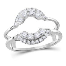  14k White Gold Womens Round Diamond Solitaire Enhancer Wedding Band 1/2 Cttw