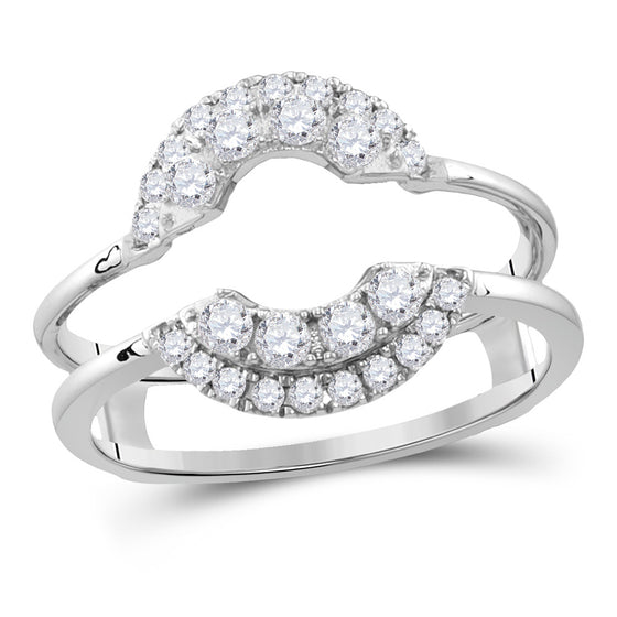 14k White Gold Womens Round Diamond Solitaire Enhancer Wedding Band 1/2 Cttw