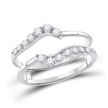  14k White Gold Womens Round Diamond Journey Solitaire Enhancer Wedding Band 1/3 Cttw
