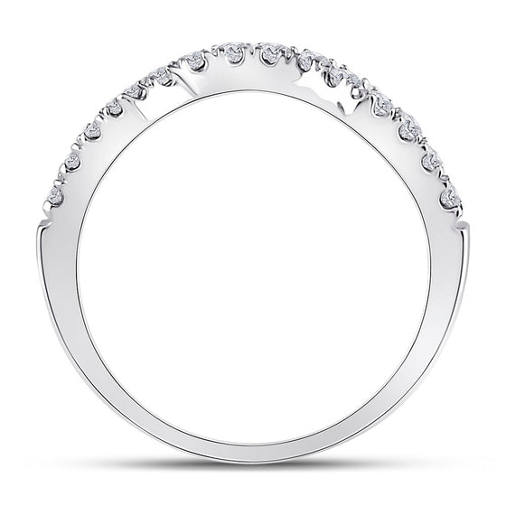 14k White Gold Womens Round Diamond Solitaire Enhancer Wedding Band 1/2 Cttw