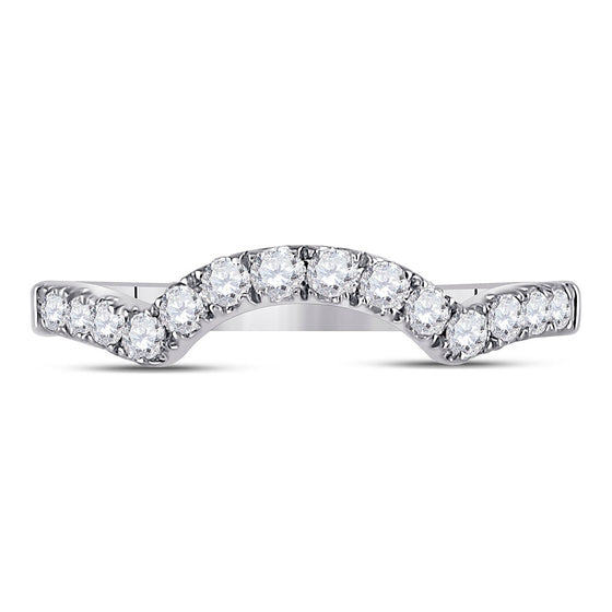 14k White Gold Womens Round Diamond Solitaire Enhancer Wedding Band 1/2 Cttw