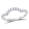 14k White Gold Womens Round Diamond Solitaire Enhancer Wedding Band 1/2 Cttw